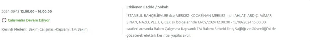 İstanbullular dikkat: BEDAŞ'tan13 Eylül cuma için elektrik kesintisi duyurusu 12